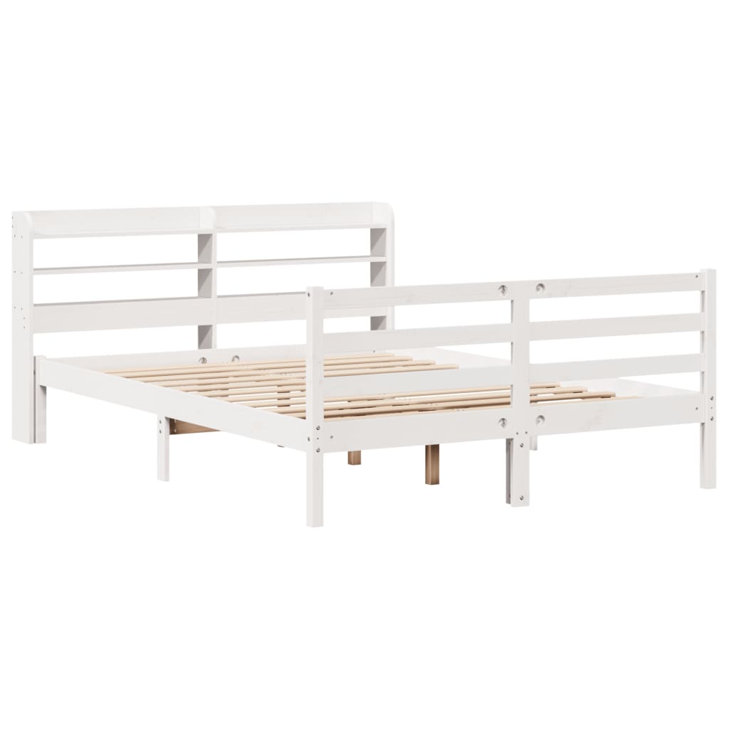 Bed Frame with Headboard without Mattress White 160x200 cm